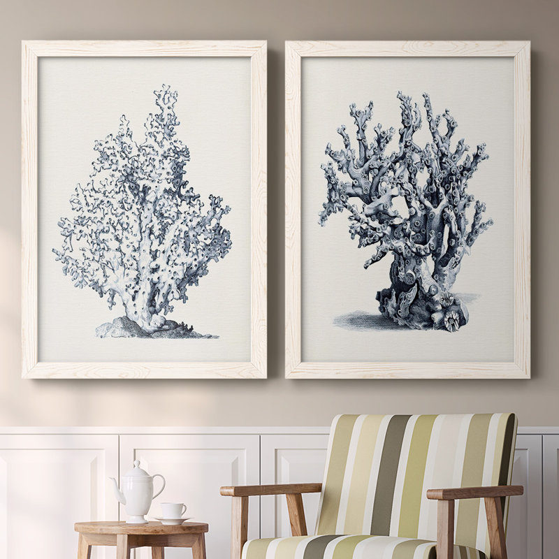 Toile encadrée bleue corail antique I-Premium - prête à être accrochée
