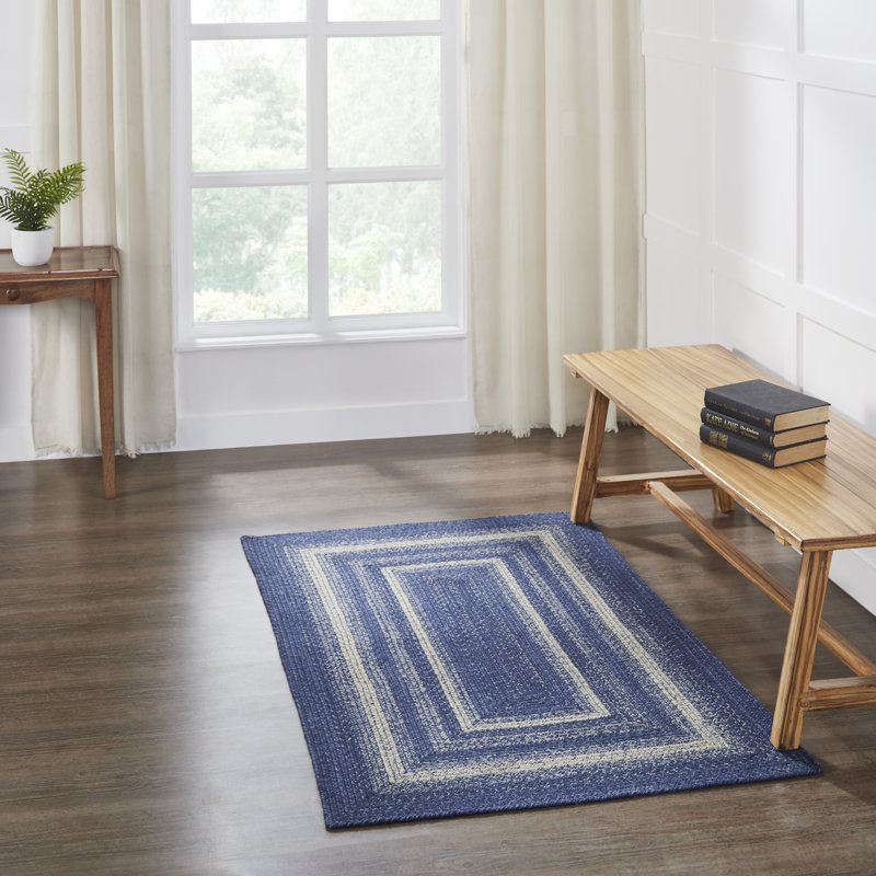 Tapis bleu tressé Birt Whistle, Rectangle 3 pi x 5 pi