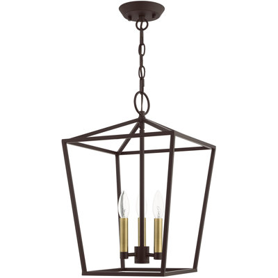 12.5 Sq. inch 3-Light Convertible Lantern Pendant with Metal Shade