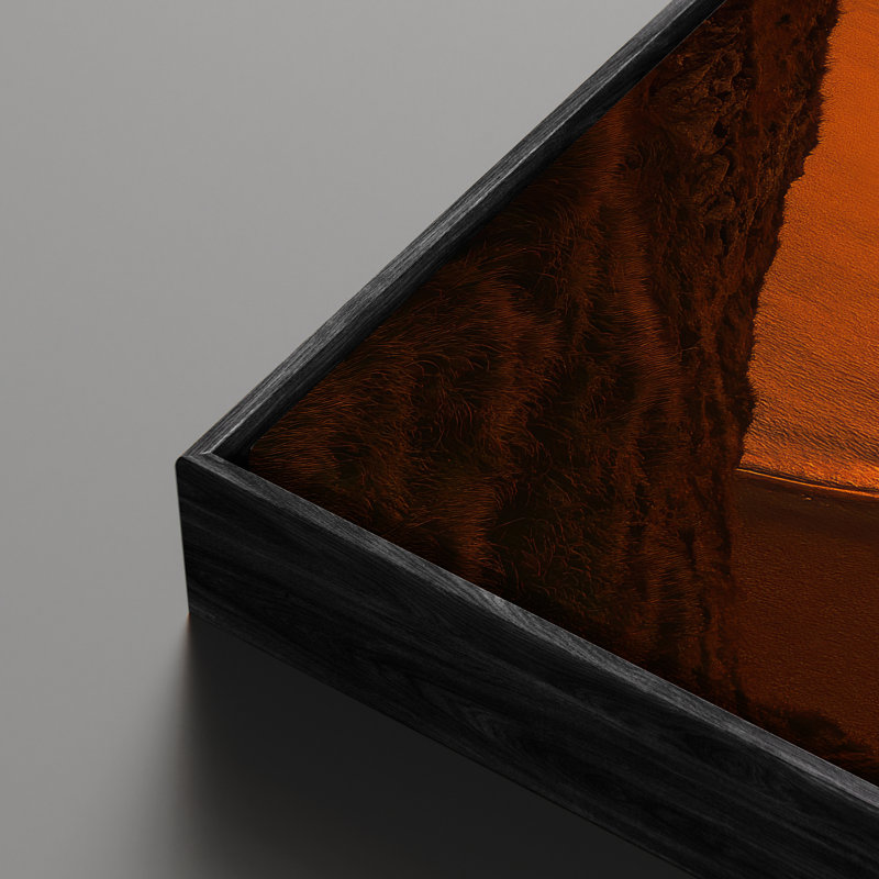 Art mural sur toile encadrée, "Orange Sunset Sea View", impression murale pour chambre à coucher - 24 po x 36 po, Black