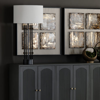 36" Metal Table Lamp With White Shade