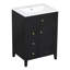 24"  Bathroom Vanity With Sink, MDF & Rubberwood Construction, 3 Drawers & Cabinet With Adjustable Shelves
