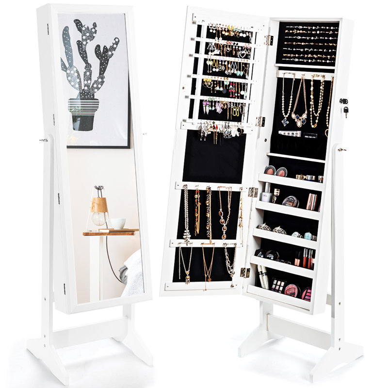 Armoire à bijoux avec Miroir aledra, Blanc