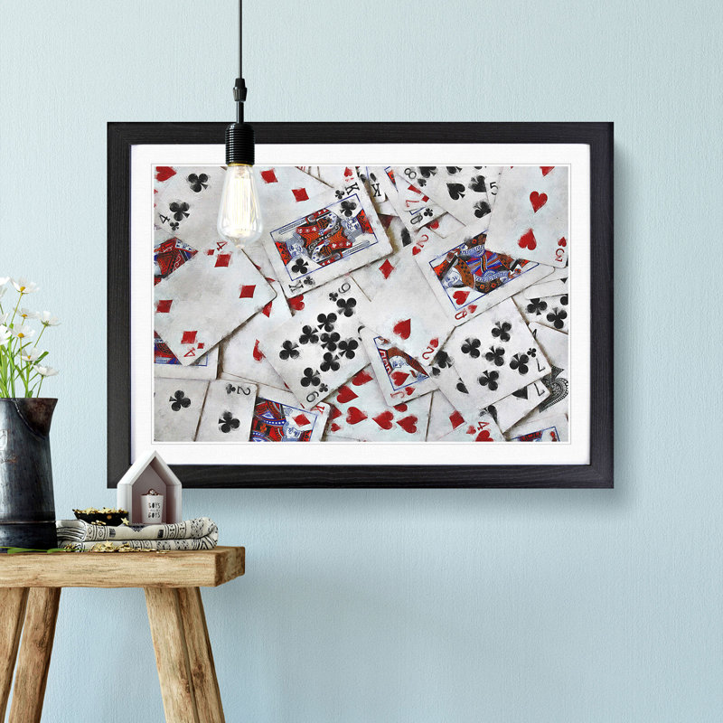 Deck of Cards - Picture Frame Graphic Art Print, 24cm H x 33cm W x 2cm D, Black Framed