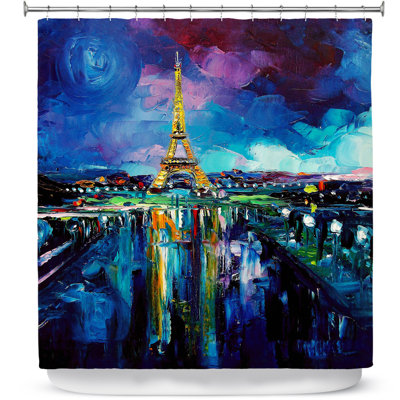Rideau de douche simple parisian night eiffel tour