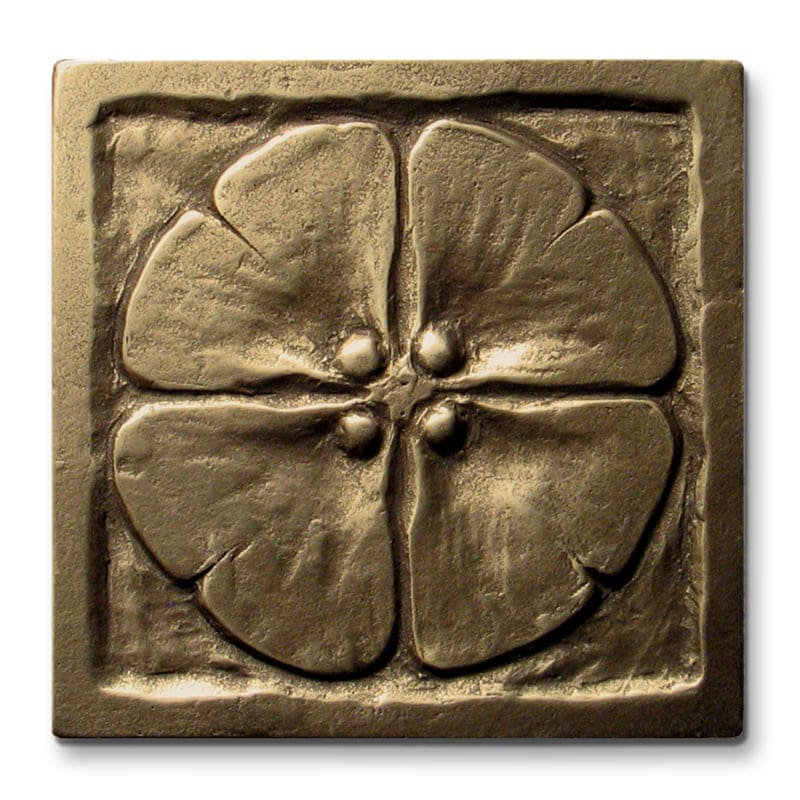 3" x 3" Metal Moon Blossom Decorative Tile Insert, Traditional Bronze