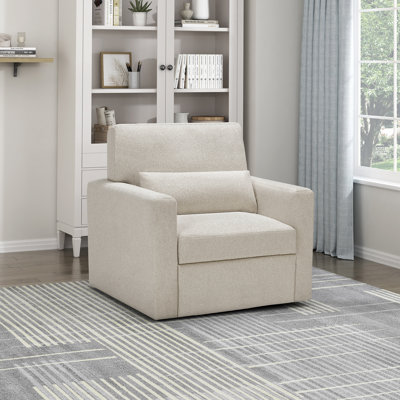 Darrielle 35" Modern & Contemporary Swivel Armchair with Boucle Fabric Upholstery, 360-Degree Swivel, Foam over Pocket Coils