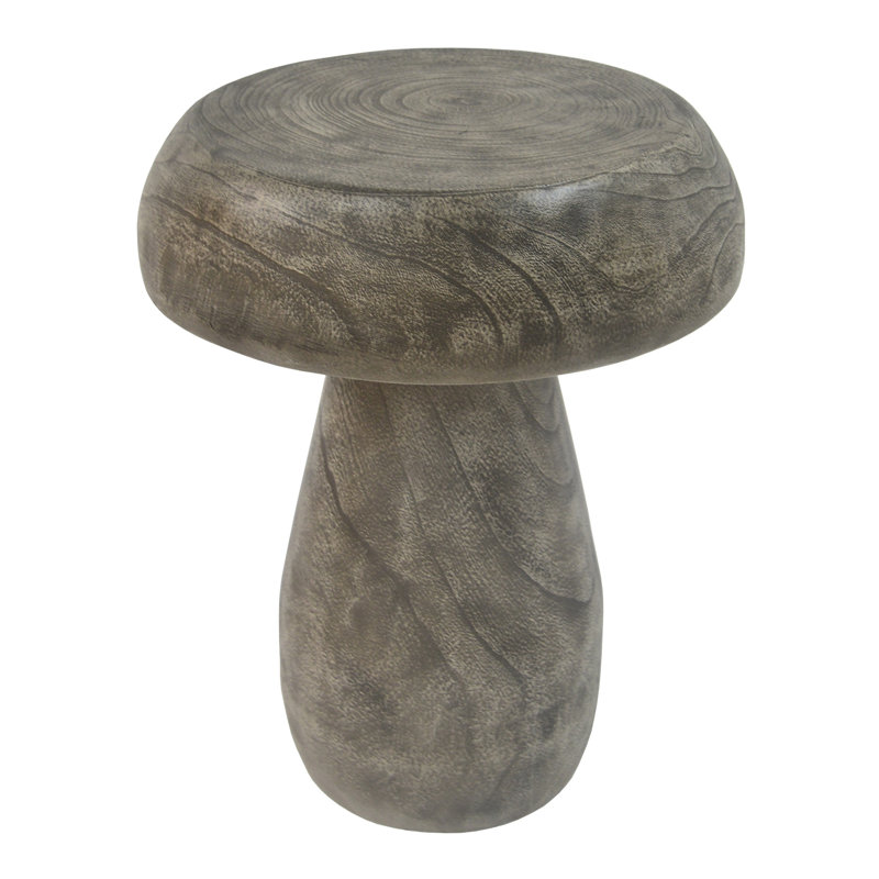 Table d'appoint champignon avec texture semblable au bois, intempéries, multi-usage dans les chambres de bébé et les salons, sans assemblage, charge grise de 200 lb, apparence, fabrication, différents espaces, assemblage requis