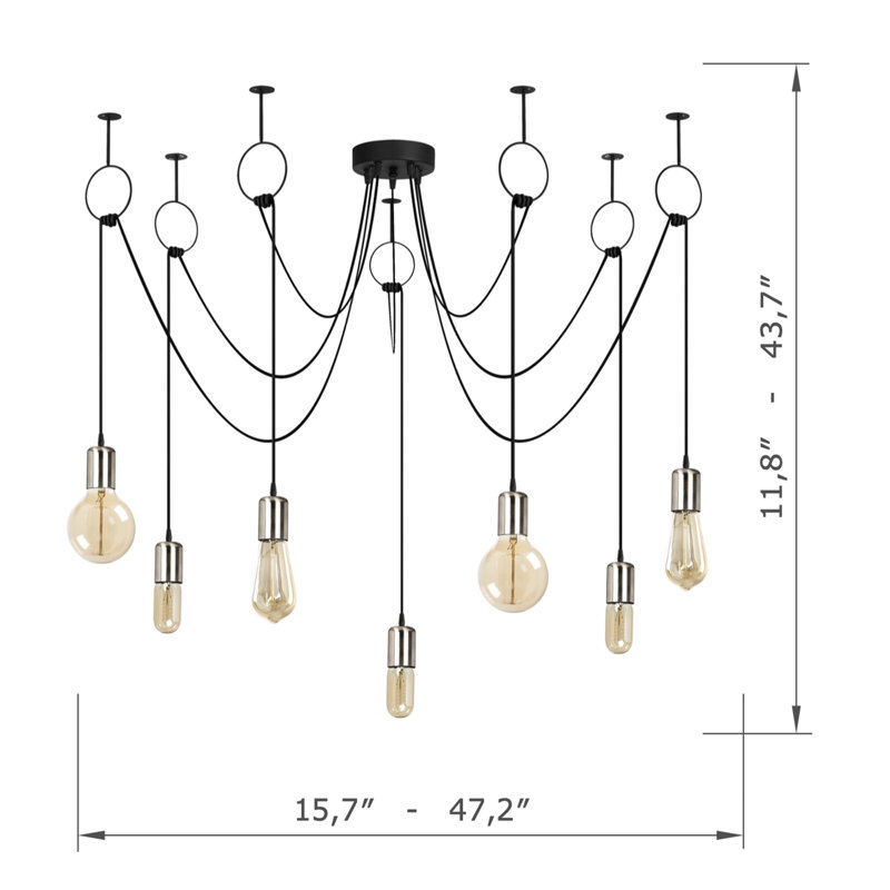 Adjustable Height 7 Lights Metal Body Chandelier