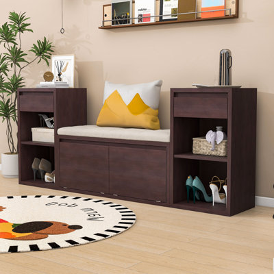 Banc de rangement moderne pour hall d'entrée avec coussin et tiroirs