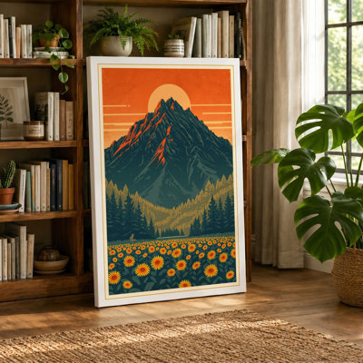 Mountain at Sunrise Vintage - Wrapped Canvas