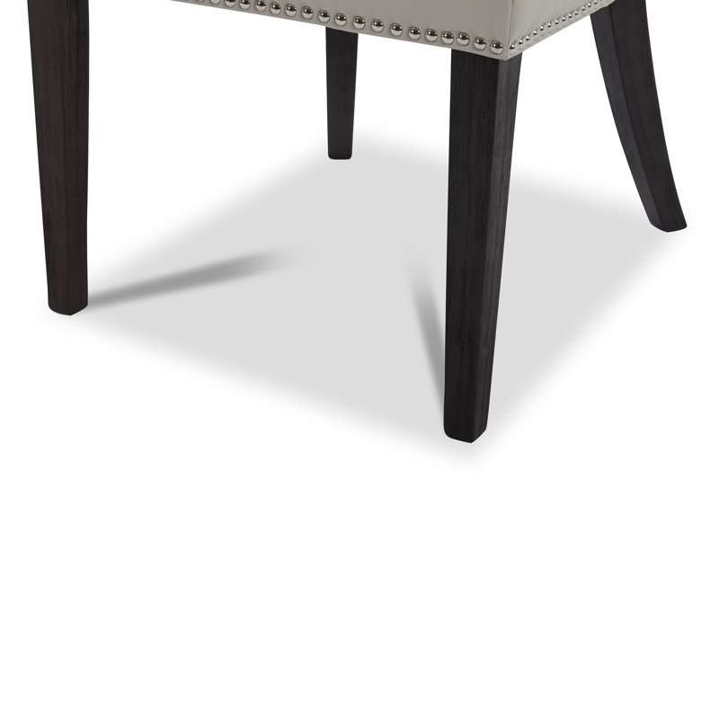 Fransisco Dining Chairs with Nailhead Trim, Faux leather Light Gray 