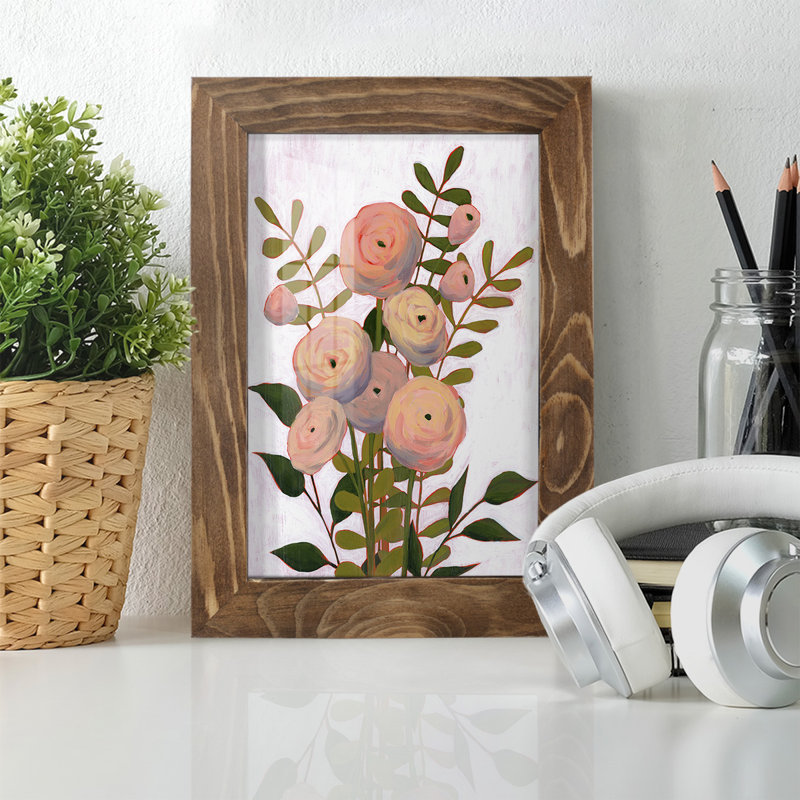 Flower Burst II, reproduction d'art encadrée, H 9 po x l 7 po x P 1 po, Noyer