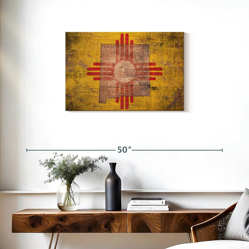 Borges State Map Over New Mexico Flag, 20" H x 30" W