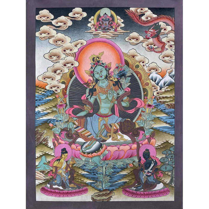 Vert Tara Thangka (Thangka sans brocart)