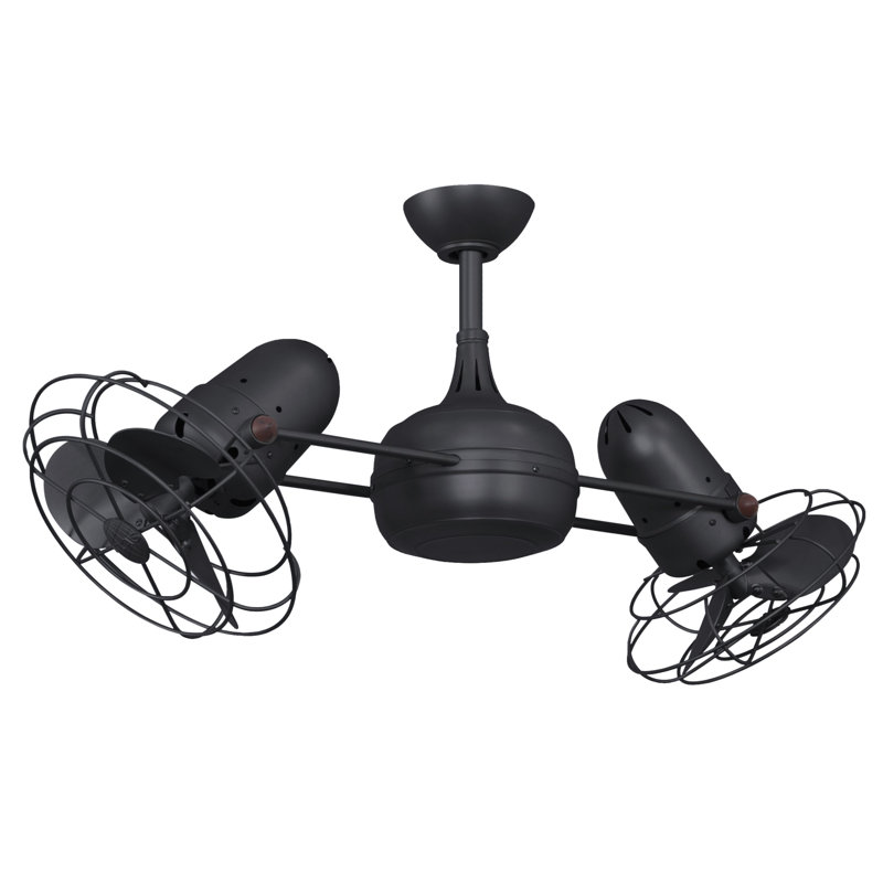 39" Dagny Dual Rotational 3 Blade Ceiling Fan with Remote, Matte Black