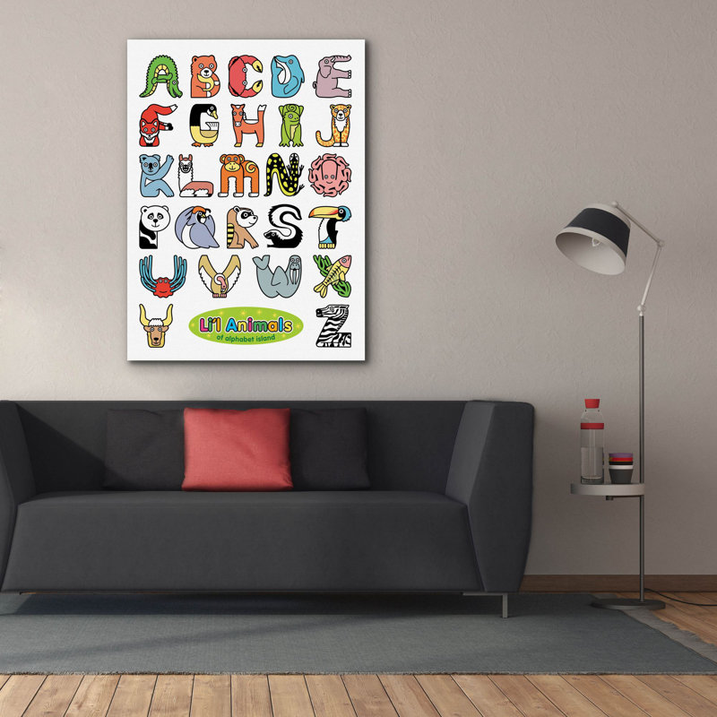 «L Animals Of Alphabet Island on Canvas» par Ron Magnes, H 54 po x l 40 po x P 1,5 po
