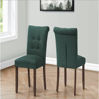 Chaise de salle à manger, hauteur 38 po, ensemble de 2, rembourrée, salle à manger, côté, cuisine, tissu, pieds en bois de noyer, moderne