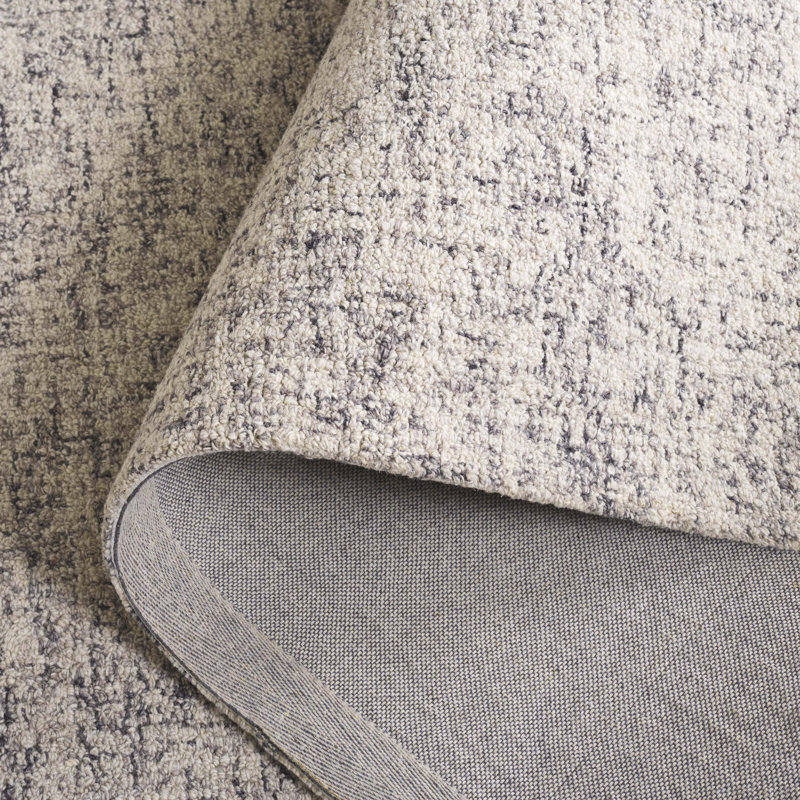 Abstract 175 Hand Tufted Wool; Cotton No Pattern Rug in Grey/Ivory, Rectangle 5' x 8'
