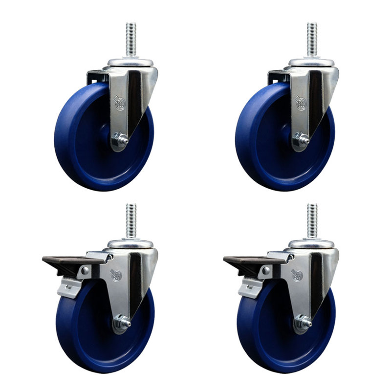 Poly Wheel Swivel 3/4 Inch Threaded Stem Caster Service Caster