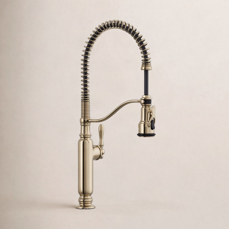 Tournant Single Handle Pull Down Kitchen Faucet, Vibrant French Gold