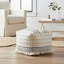 Petit repose-pieds carré en coton Mcginty, bleu marine / beige-1887274185