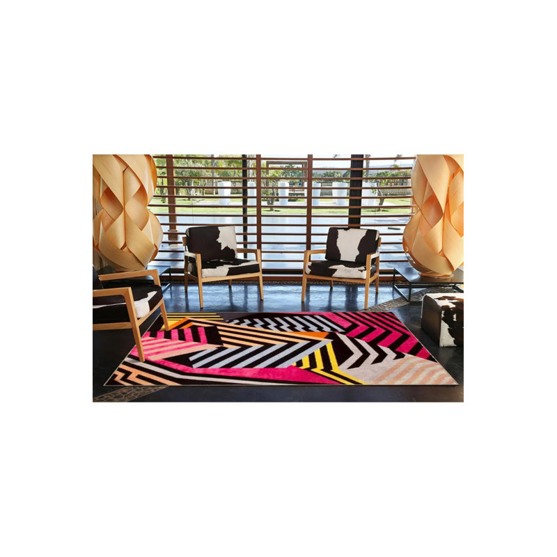 Multicolored Stripe Geometric Pattern Creative Modern Decorative Carpet, Rectangle 2'4" x 4'