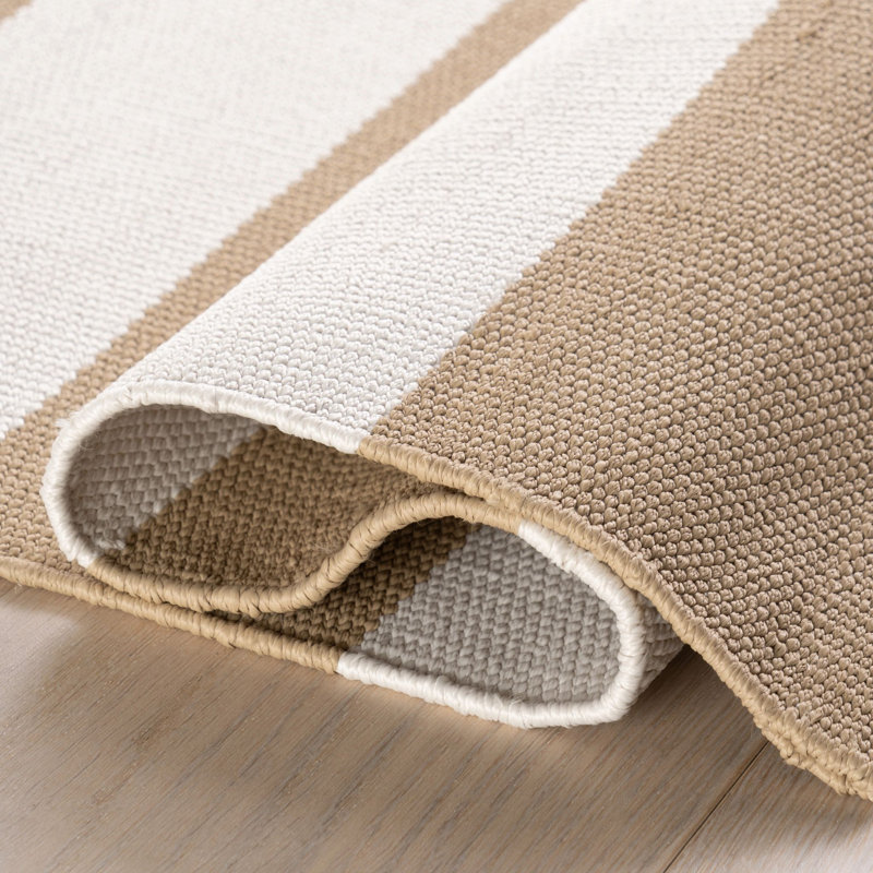Banks Stripe Khaki Handwoven Indoor/Outdoor Rug, Rectangle 2' x 3'