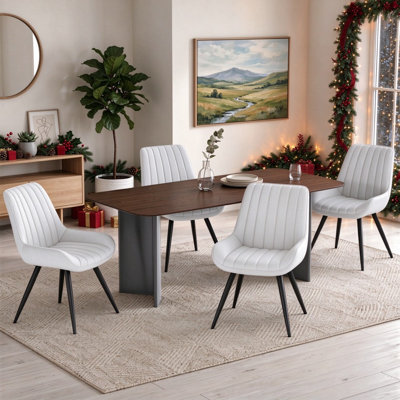 Modern Dining Chairs 54.8*46.9*83.2cm Tech Fabric Upholstery with Stylish Design Sofa-Level Cushioning Pet-Friendly Durable Scratch Resistant for Kitchen Dining Room or Home Office