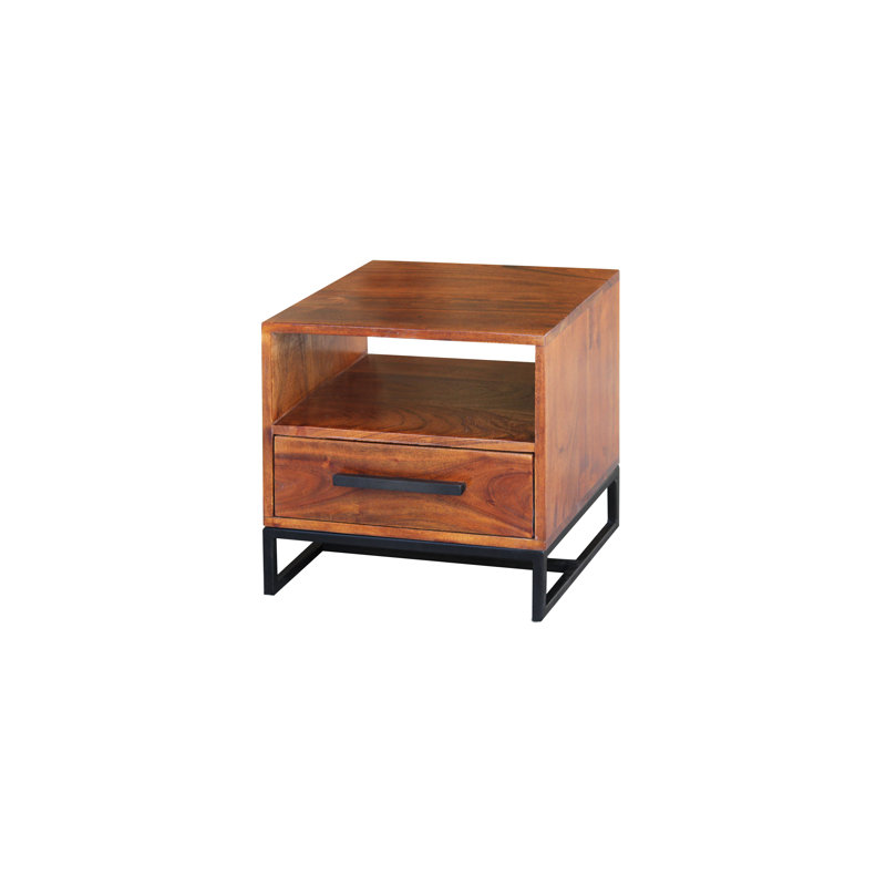 Willoughby 40cm W Solid Wood Bedside Table, Walnut