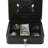 Durable Tabletop Locking Steel Medium Cash Box, Cash Drawer with Removable Coin Tray, Black
