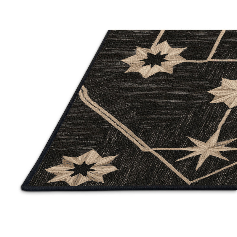 Tapis noir lavable à la machine, Rectangulaire 3 pi x 5 pi
