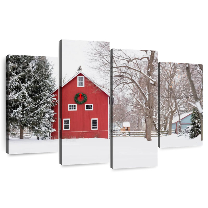 Lilie Red Christmas Barn, 54" H x 84" W