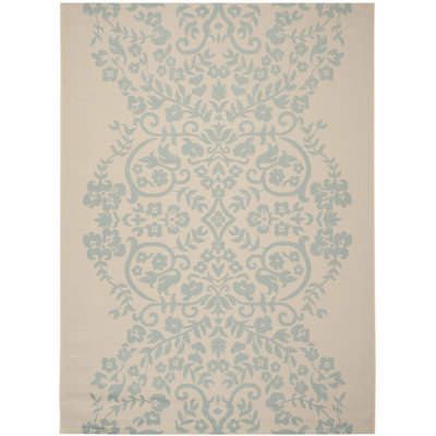 Tapis bleu / beige en polypropylène tissé à la machine Sorensen