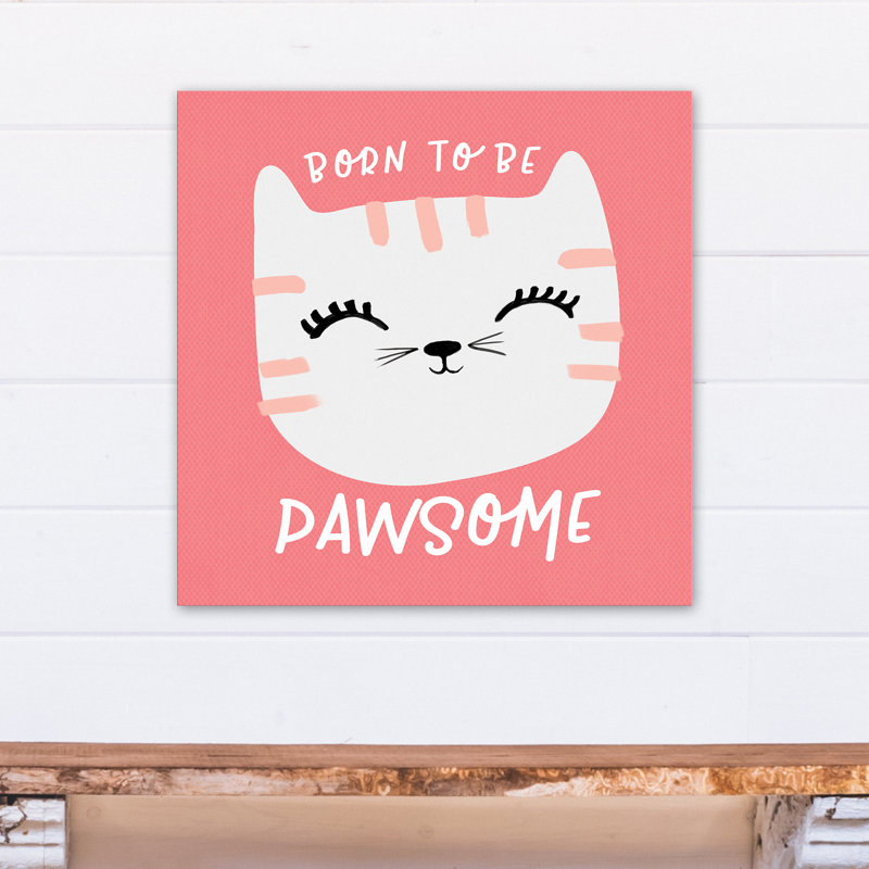 Art de toile de pawsome né pour be Tig, H 24 po x l 24 po x P 1,25 po, Rose