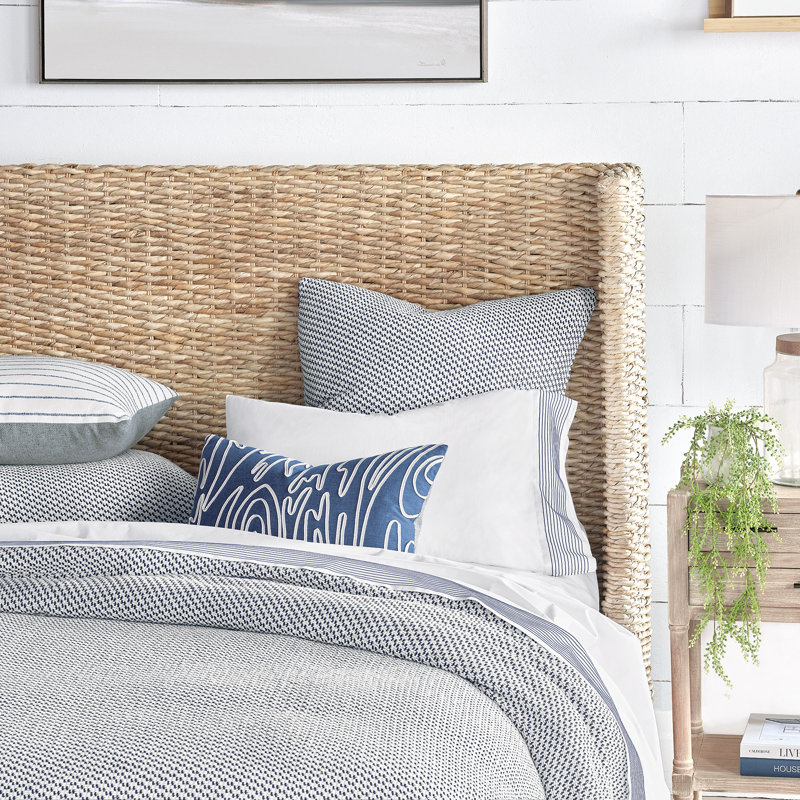 Ensemble de draps en lin Marsden, Grand, Blanc / bleu
