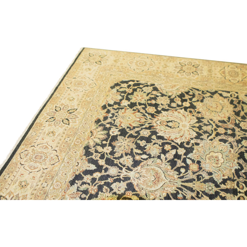 High-Quality Hand-Knotted Black And Gold Area Rug