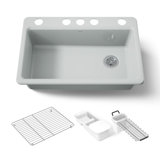 Riverby 33" x 22" x 9-5/8" Under-Mount Single-Bowl Kitchen Sink with Accessories