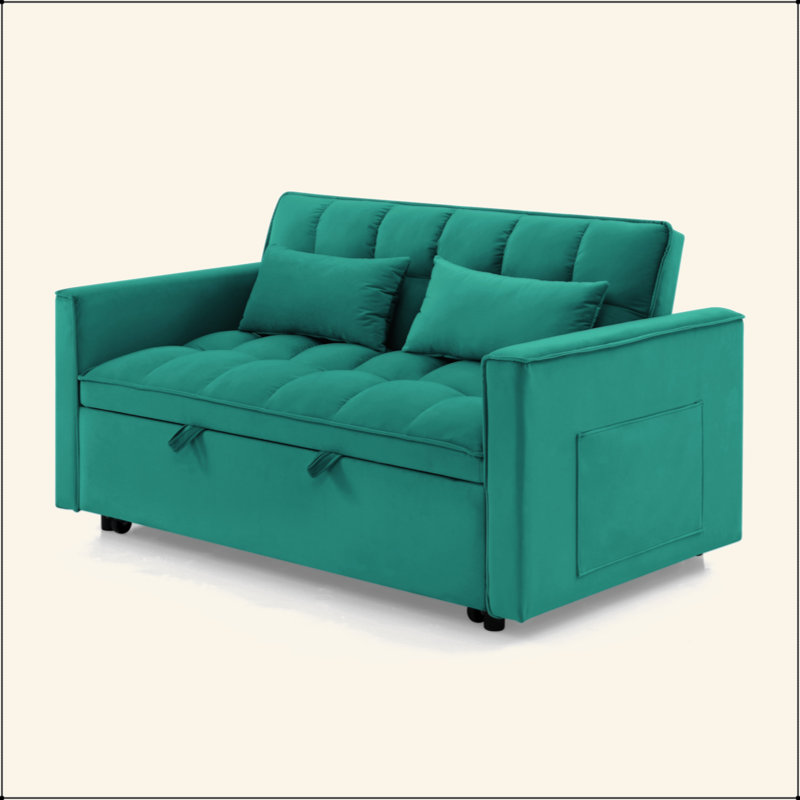 54,33 po Canapé-lit pliable polyvalent en 3 longueurs, canapé-lit moderne, canapé-lit en velours, dossier réglable