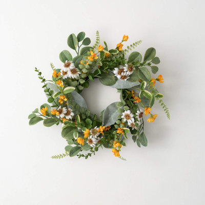 Couronne de fleurs artificielles marguerite et souci