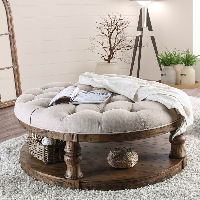 Single Coffee Table, 20" H x 48" W x 48" D, Beige/Brown
