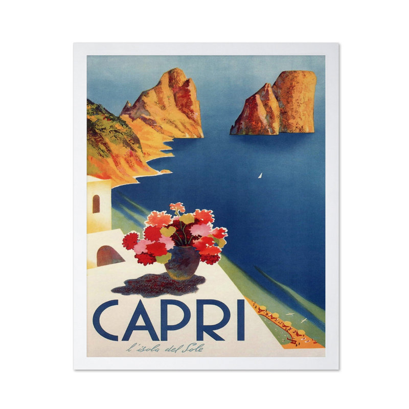 Île de Capri, Affiche, Encadrement blanc, H 08 po x l 10 po