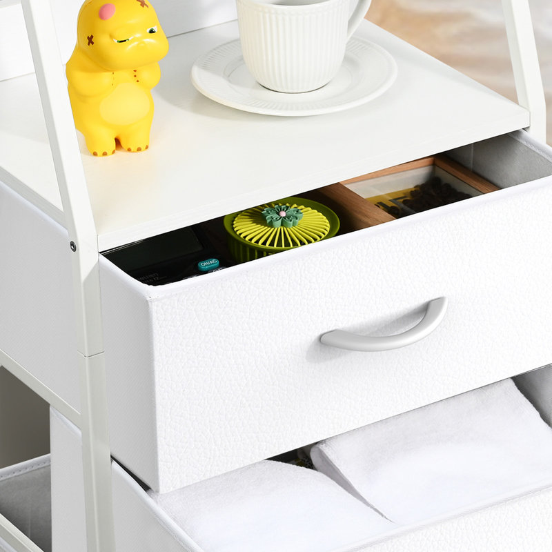 Commode 5 tiroirs Telia, Blanc