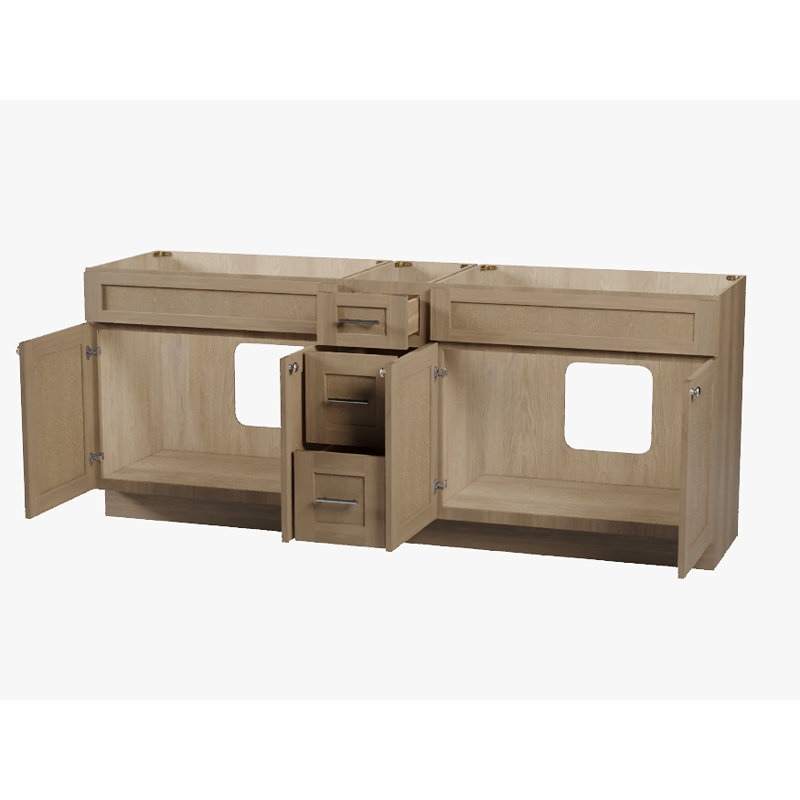 Base de meuble-lavabo double 84 po Disar, Chêne naturel
