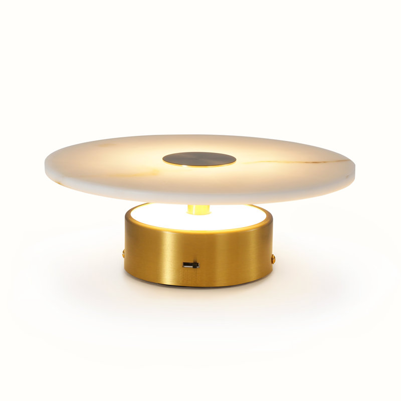 Modern 12W LED Wall Sconce with Faux Alabaster Shade 5CCT Selectable Hardwired Wall Light, Brushed Gold