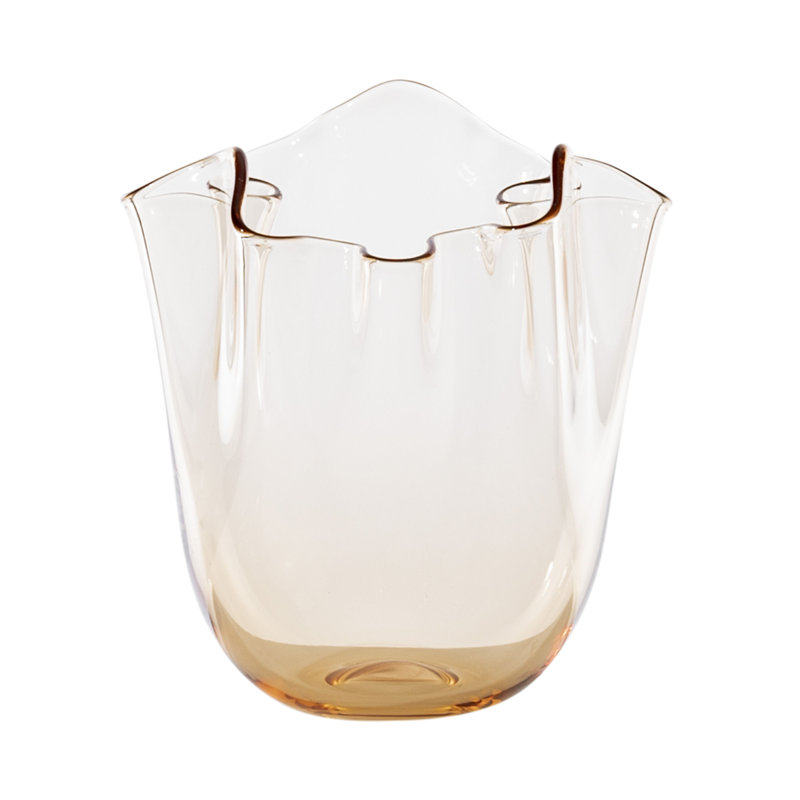 Venini Fazzoletto Vase, Beige, 5.31" H x 5.31" W x 5.31" D