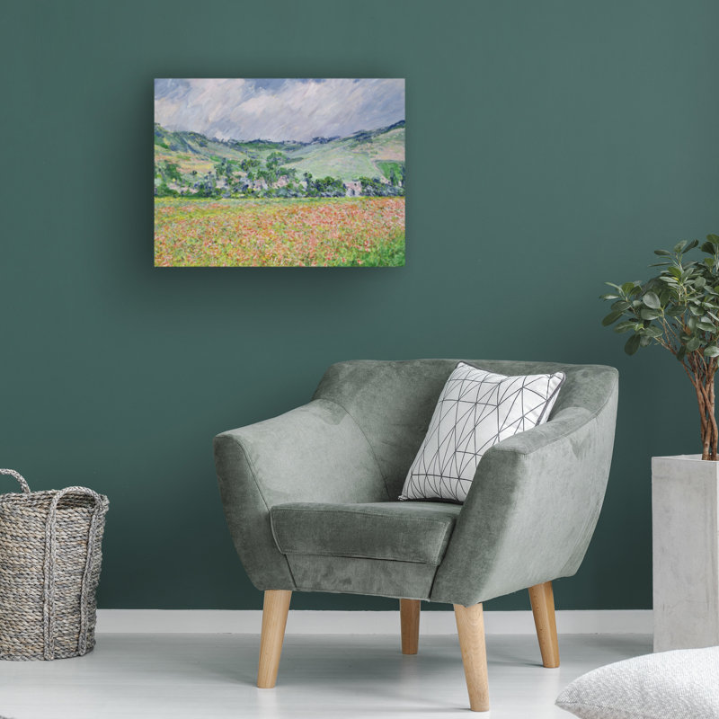 Art mural sur toile tendue - "Le champ de coquelicots près de Giverny" par Claude Monet pour décoration de salon, de chambre à coucher ou de bureau - 18 x 24