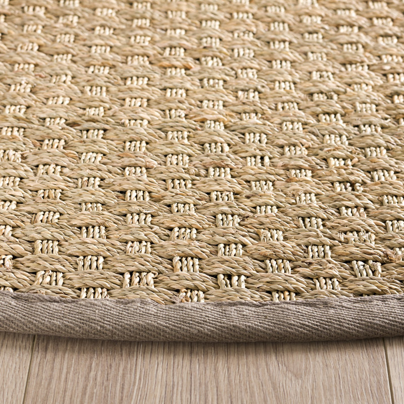 Tapis naturel / gris en lattes de bambou / gris chiné, Rond 6 pi