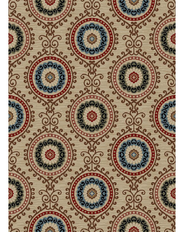 Tapis décoratif de Ivoire géométriques Henriette, Rectangle 7 pi 10 po x 9 pi 10 po