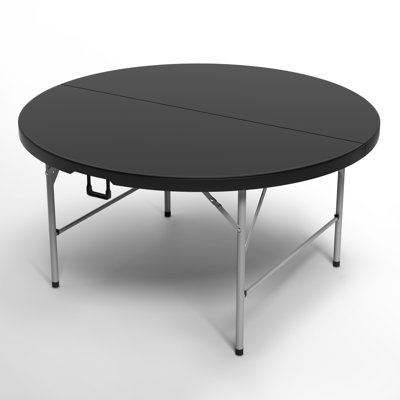 5ft Plastic Folding Table, Round Bi-Fold Wedding Dining Table with Carrying Handle for Indoor Outdoor